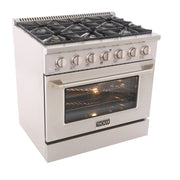 Kucht Professional 36" 5.2 cu ft. Propane Gas Range with Silver Door and Silver Knobs, KNG361/LP-S