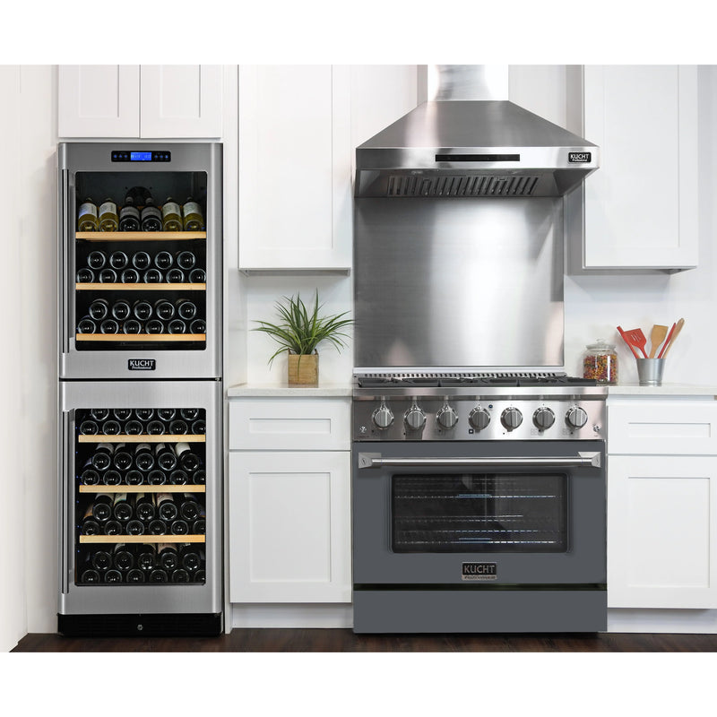 Kucht Professional 36" 5.2 cu ft. Natural Gas Range with Cement Grey Door and Silver Knobs, KNG361-CY
