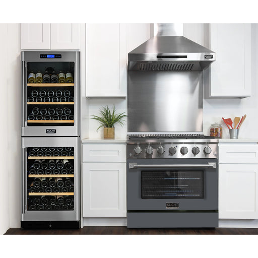 Kucht Professional 36" 5.2 cu ft. Natural Gas Range with Cement Grey Door and Silver Knobs, KNG361-CY