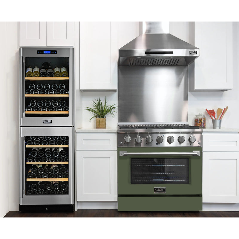 Kucht Professional 36" 5.2 cu ft. Natural Gas Dual Fuel Range with Olive Green Door and Silver Knobs, KDF362-OG