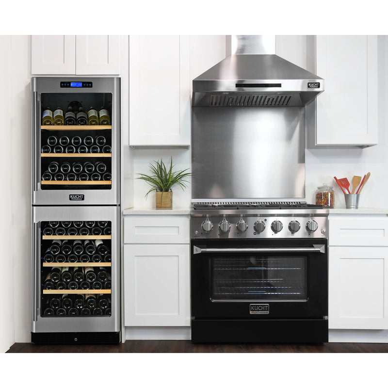 Kucht Professional 36" 5.2 cu ft. Natural Gas Dual Fuel Range with Black Door and Silver Knobs, KDF362-K