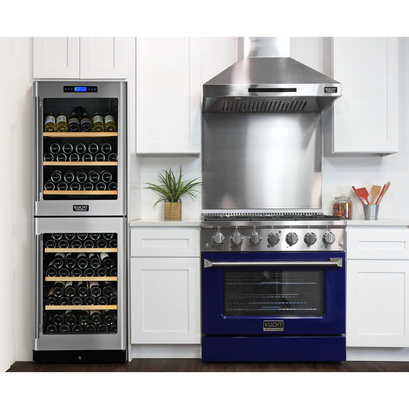 Kucht Professional 36" 5.2 cu ft. Propane Gas Dual Fuel Range with Blue Door and Silver Knobs, KDF362/LP-B