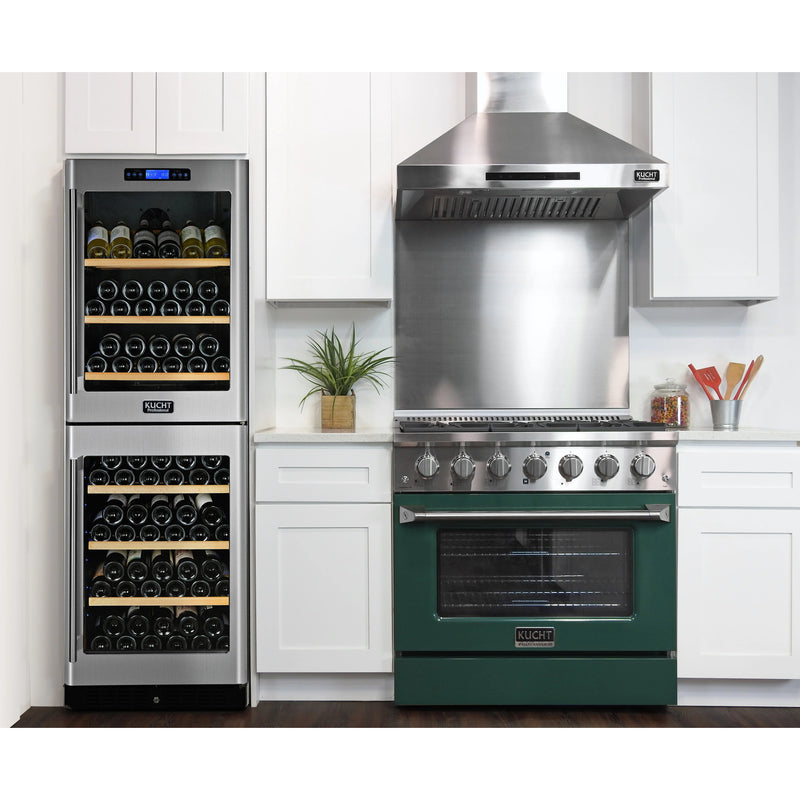 Kucht Professional 36" 5.2 cu ft. Natural Gas Range with Green Door and Silver Knobs, KNG361-G