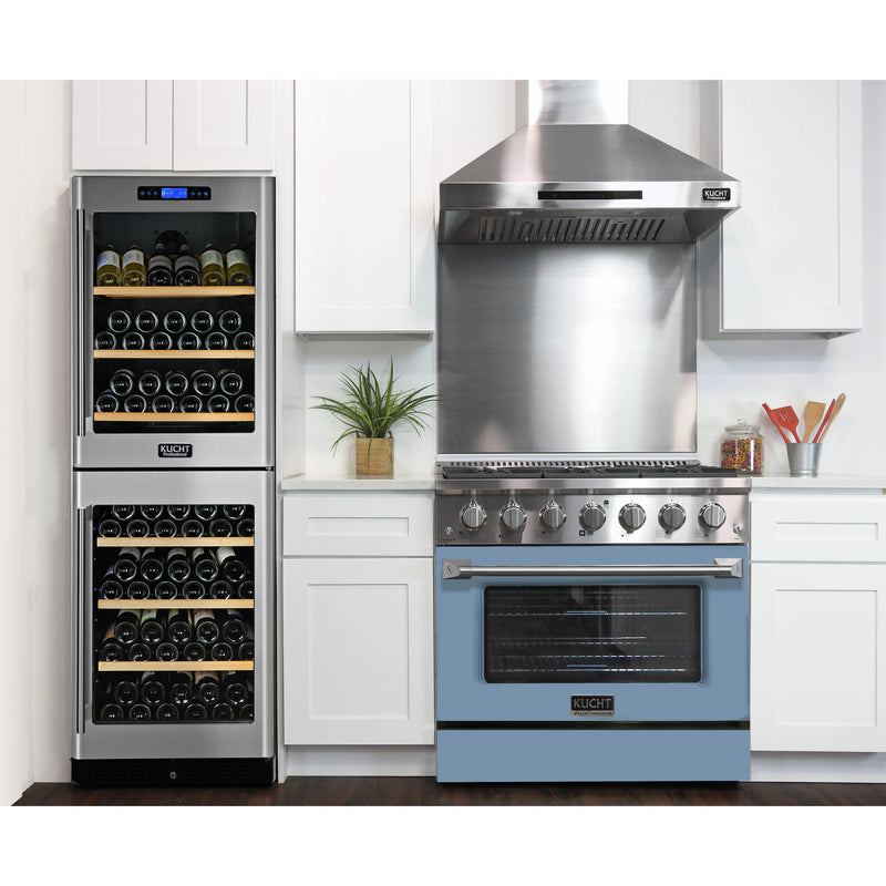 Kucht Professional 36" 5.2 cu ft. Natural Gas Range with Light Blue Door and Silver Knobs, KNG361-LE