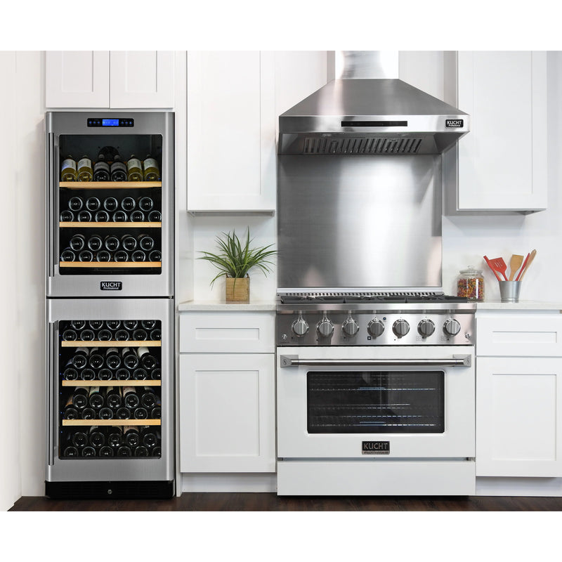 Kucht Professional 36" 5.2 cu ft. Natural Gas Dual Fuel Range with White Door and Silver Knobs, KDF362-W