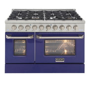Kucht Professional 48" 6.7 cu ft. Propane Gas Range with Blue Door and Silver Knobs, KNG481/LP-B