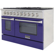 Kucht Professional 48" 6.7 cu ft. Natural Gas Range with Blue Door and Silver Knobs, KNG481-B