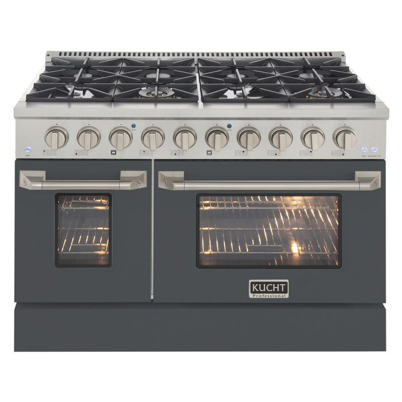 Kucht Professional 48" 6.7 cu ft. Natural Gas Range with Cement Grey Door and Silver Knobs, KNG481-CY