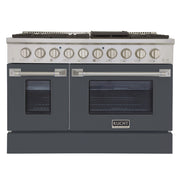 Kucht Professional 48" 6.7 cu ft. Propane Gas Range with Cement Grey Door and Silver Knobs, KNG481/LP-CY
