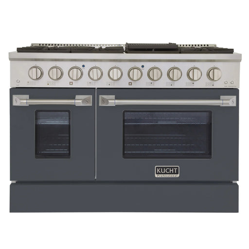 Kucht Professional 48" 6.7 cu ft. Natural Gas Range with Cement Grey Door and Silver Knobs, KNG481-CY