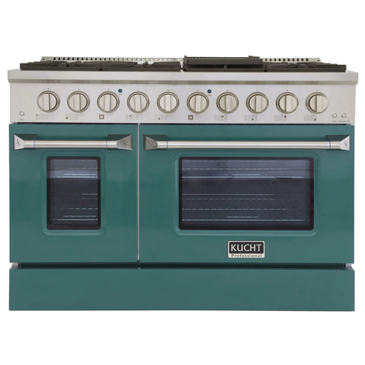 Kucht Professional 48" 6.7 cu ft. Natural Gas Range with Green Door and Silver Knobs, KNG481-G