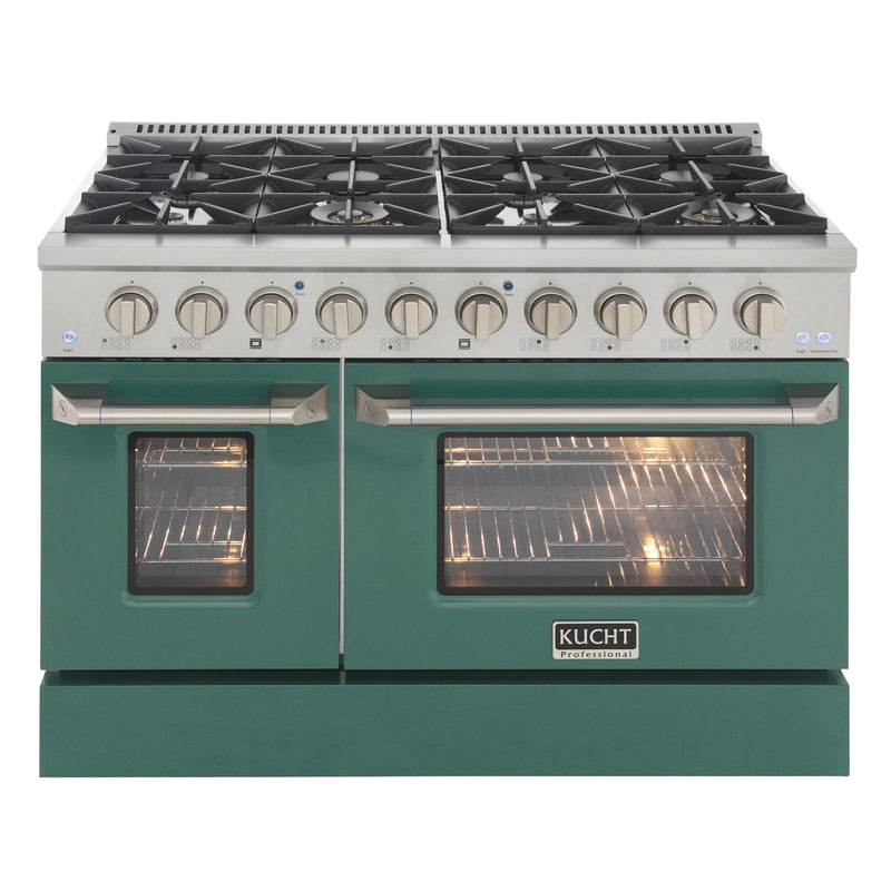 Kucht Professional 48" 6.7 cu ft. Natural Gas Range with Green Door and Silver Knobs, KNG481-G