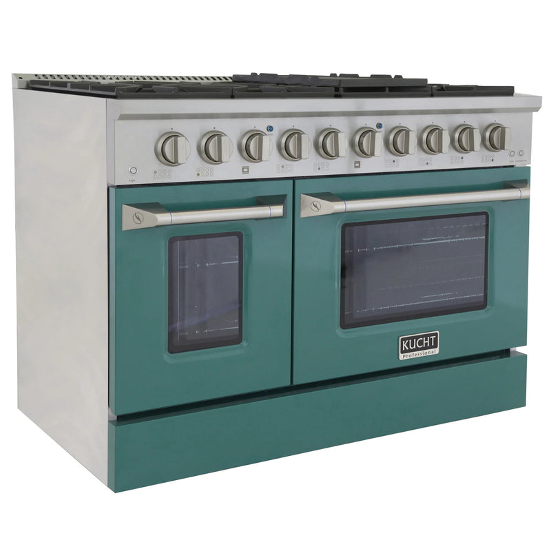 Kucht Professional 48" 6.7 cu ft. Natural Gas Range with Green Door and Silver Knobs, KNG481-G