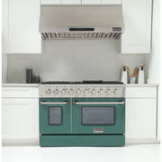 Kucht Professional 48" 6.7 cu ft. Natural Gas Range with Green Door and Silver Knobs, KNG481-G