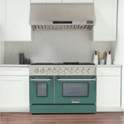 Kucht Professional 48" 6.7 cu ft. Natural Gas Range with Green Door and Silver Knobs, KNG481-G