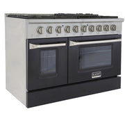 Kucht Professional 48" 6.7 cu ft. Propane Gas Range with Black Door and Silver Knobs, KNG481/LP-K