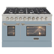Kucht Professional 48" 6.7 cu ft. Natural Gas Range with Light Blue Door and Silver Knobs, KNG481-LE