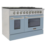 Kucht Professional 48" 6.7 cu ft. Natural Gas Range with Light Blue Door and Silver Knobs, KNG481-LE