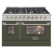 Kucht Professional 48" 6.7 cu ft. Natural Gas Range with Olive Green Door and Silver Knobs, KNG481-ON