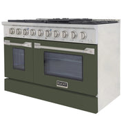 Kucht Professional 48" 6.7 cu ft. Natural Gas Range with Olive Green Door and Silver Knobs, KNG481-ON