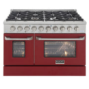 Kucht Professional 48" 6.7 cu ft. Natural Gas Range with Red Door and Silver Knobs, KNG481-R