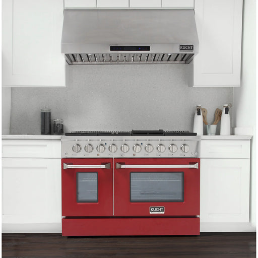 Kucht Professional 48" 6.7 cu ft. Natural Gas Range with Red Door and Silver Knobs, KNG481-R