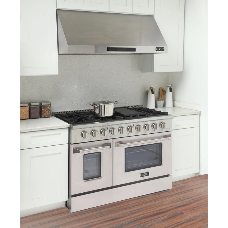 Kucht Professional 48" 6.7 cu ft. Propane Gas Range with Silver Door and Silver Knobs, KNG481/LP-S