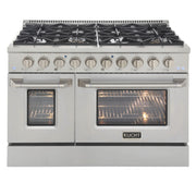 Kucht Professional 48" 6.7 cu ft. Propane Gas Range with Silver Door and Silver Knobs, KNG481/LP-S