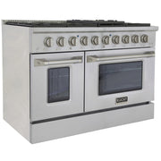 Kucht Professional 48" 6.7 cu ft. Propane Gas Range with Silver Door and Silver Knobs, KNG481/LP-S
