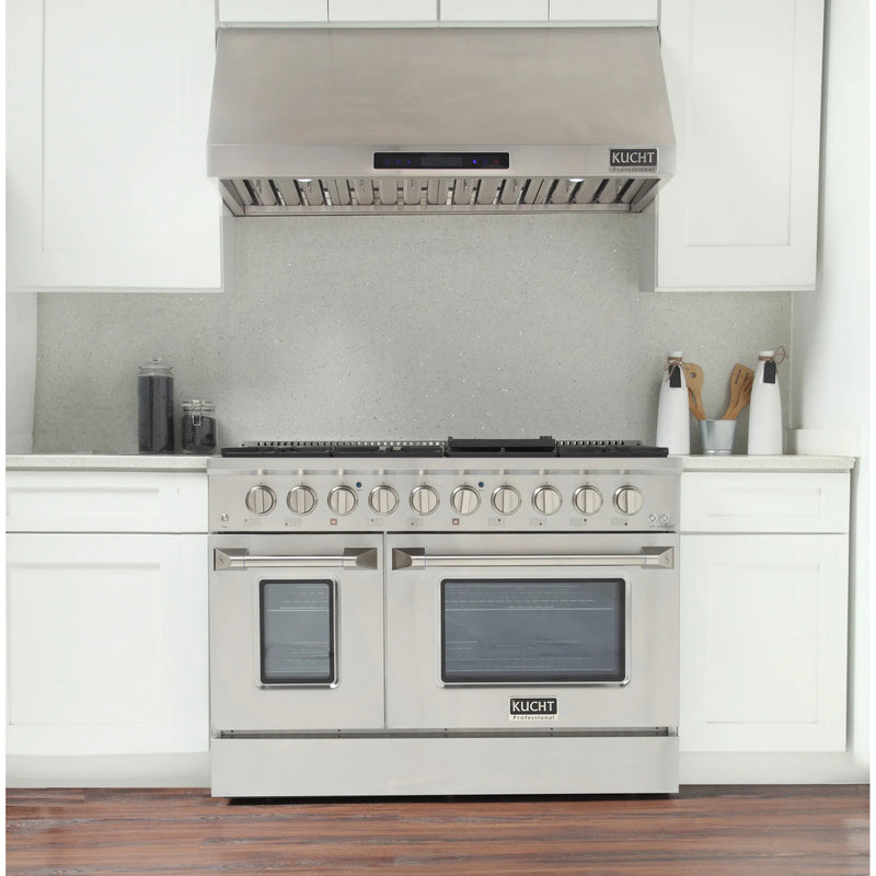 Kucht Professional 48" 6.7 cu ft. Natural Gas Range with Silver Door and Silver Knobs, KNG481-S