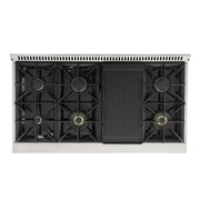 Kucht Professional 48" 6.7 cu ft. Propane Gas Range with White Door and Silver Knobs, KNG481/LP-W