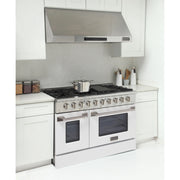 Kucht Professional 48" 6.7 cu ft. Natural Gas Range with White Door and Silver Knobs, KNG481-W