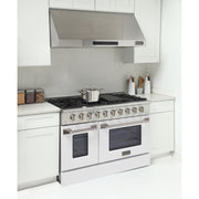 Kucht Professional 48" 6.7 cu ft. Propane Gas Range with White Door and Silver Knobs, KNG481/LP-W