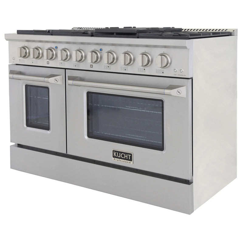 Kucht Professional 48" 6.7 cu ft. Propane Gas Range with Silver Door and Silver Knobs, KNG481/LP-S