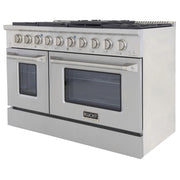 Kucht Professional 48" 6.7 cu ft. Natural Gas Range with Silver Door and Silver Knobs, KNG481-S