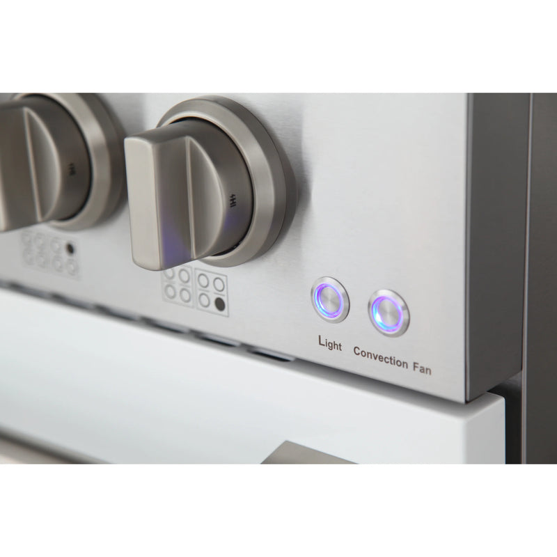 Kucht Professional 48" 6.7 cu ft. Natural Gas Range with White Door and Silver Knobs, KNG481-W