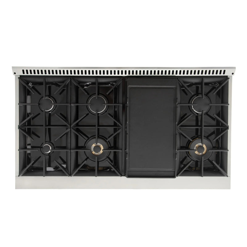 Kucht Professional 48" 6.7 cu ft. Natural Gas Range with Black Door and Silver Knobs, KNG481-K