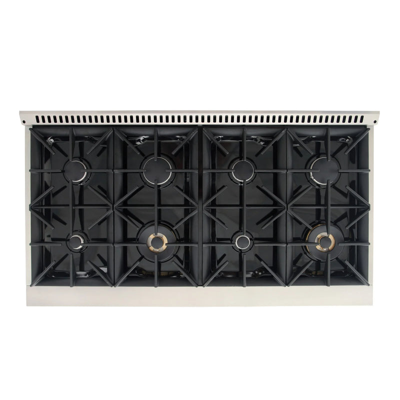 Kucht Professional 48" 6.7 cu ft. Natural Gas Range with Black Door and Silver Knobs, KNG481-K