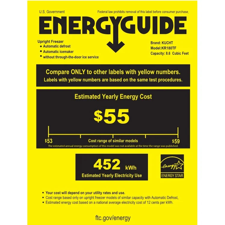 Kucht 18" 8.6 Cu. Ft Frost-Free Upright Freezer in Panel Ready, KR180TF
