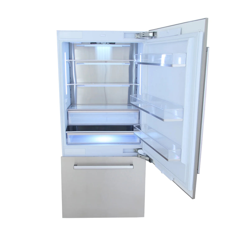 Kucht 36" Built-In Refrigerator in Custom Panel Ready, Bottom Freezer, Counter Depth with Ice Maker, KR360SD
