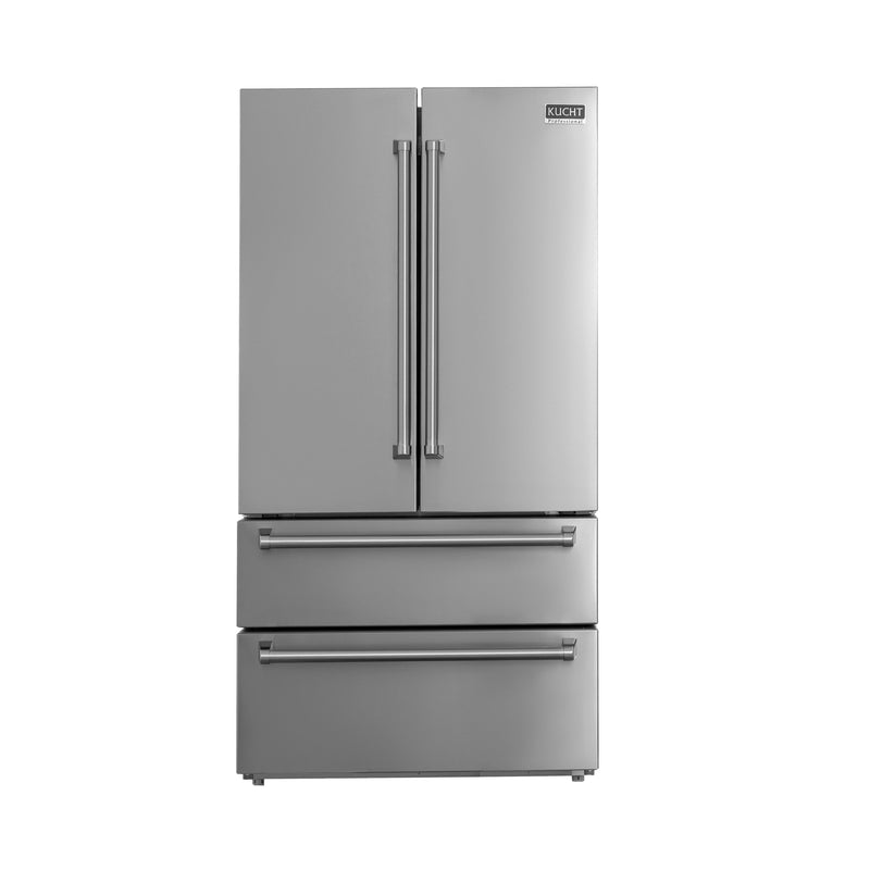 Kucht 36" Counter Depth 22.5 cu. ft. French Door Refrigerator with Ice Maker in Stainless Steel, KR700i
