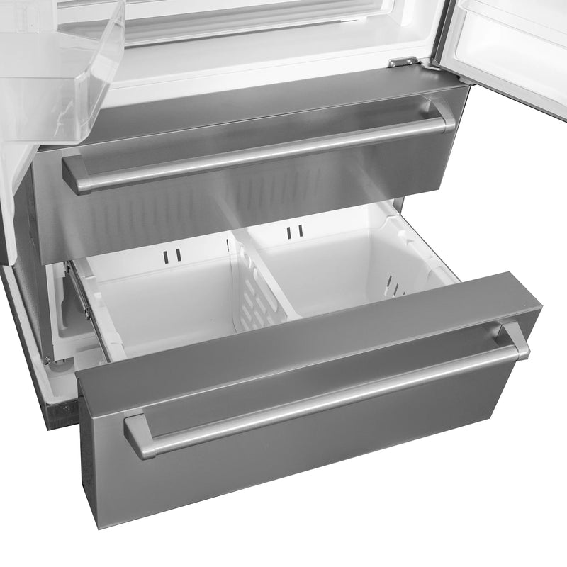 Kucht 36" Counter Depth 22.5 cu. ft. French Door Refrigerator with Ice Maker in Stainless Steel, KR700i