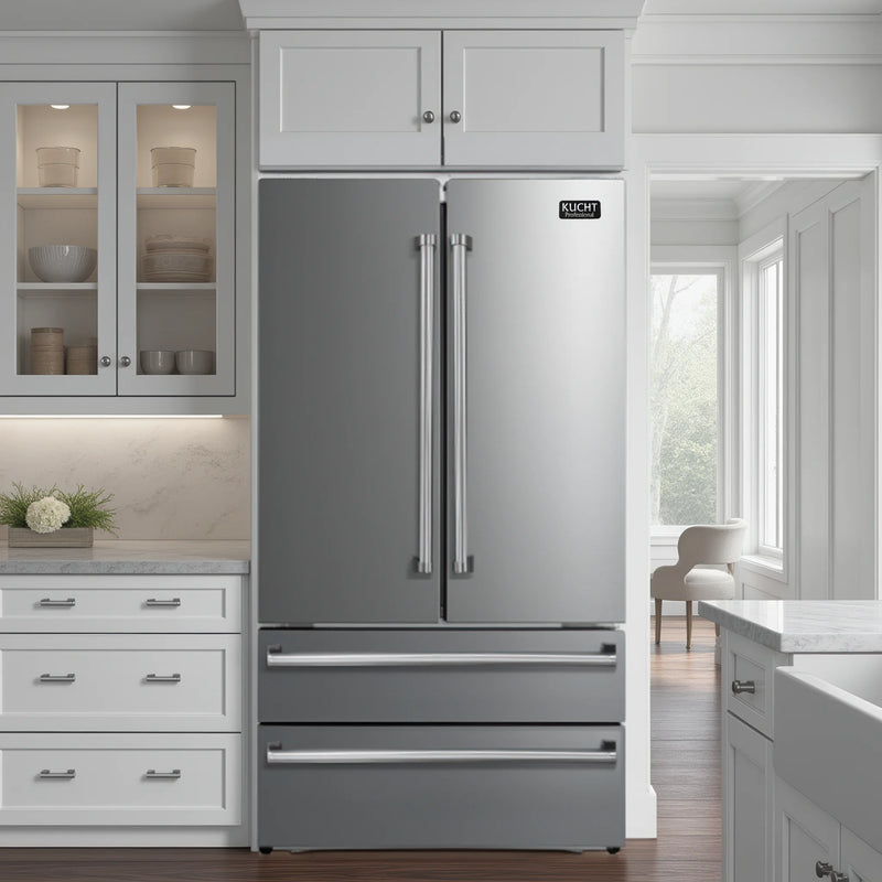 Kucht 36" Counter Depth 22.5 cu. ft. French Door Refrigerator with Ice Maker in Stainless Steel, KR700i