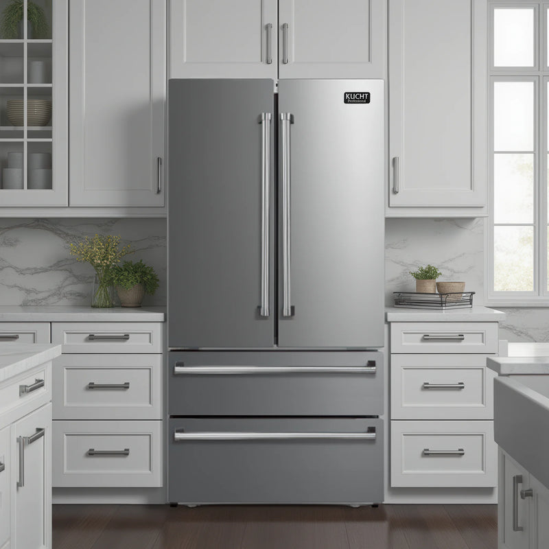 Kucht 36" Counter Depth 22.5 cu. ft. French Door Refrigerator with Ice Maker in Stainless Steel, KR700i