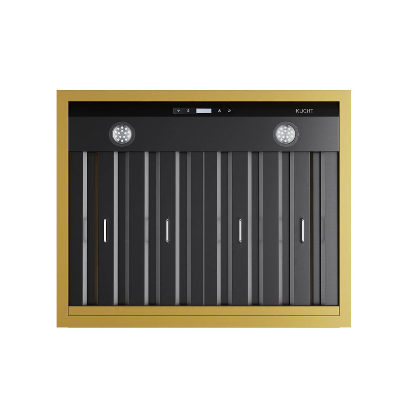 Kucht Professional 30" 600 CFM Wall Mount Range Hood in Titanium Stainless Steel with Gold Accents, KRH30TG