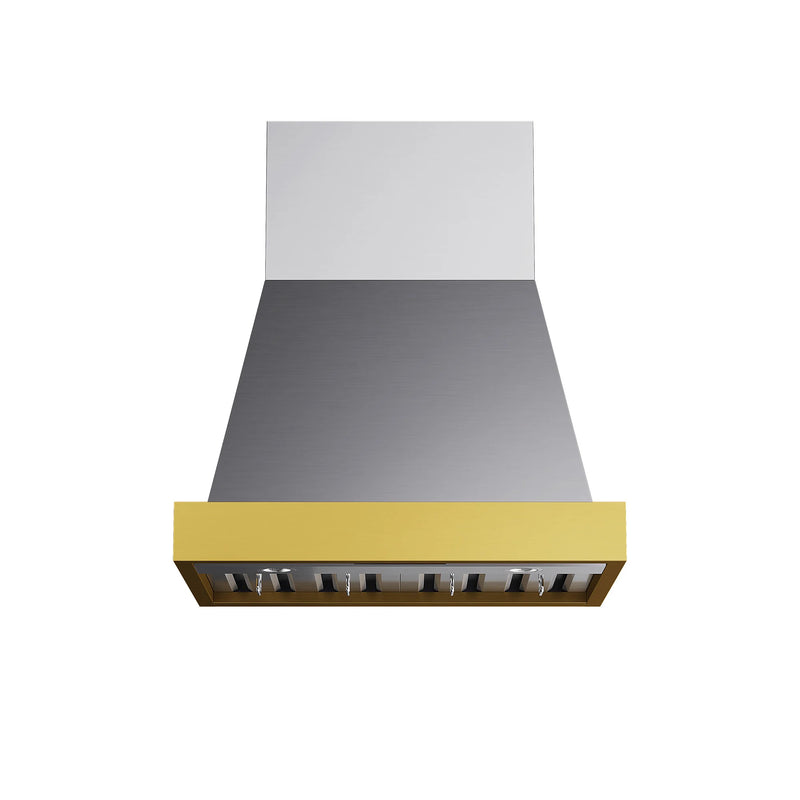 Kucht Professional 30" 600 CFM Wall Mount Range Hood in Stainless Steel with Gold Accents, KRH30SG