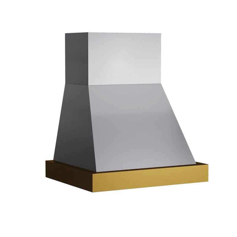 Kucht Professional 30" 600 CFM Wall Mount Range Hood in Stainless Steel with Gold Accents, KRH30SG