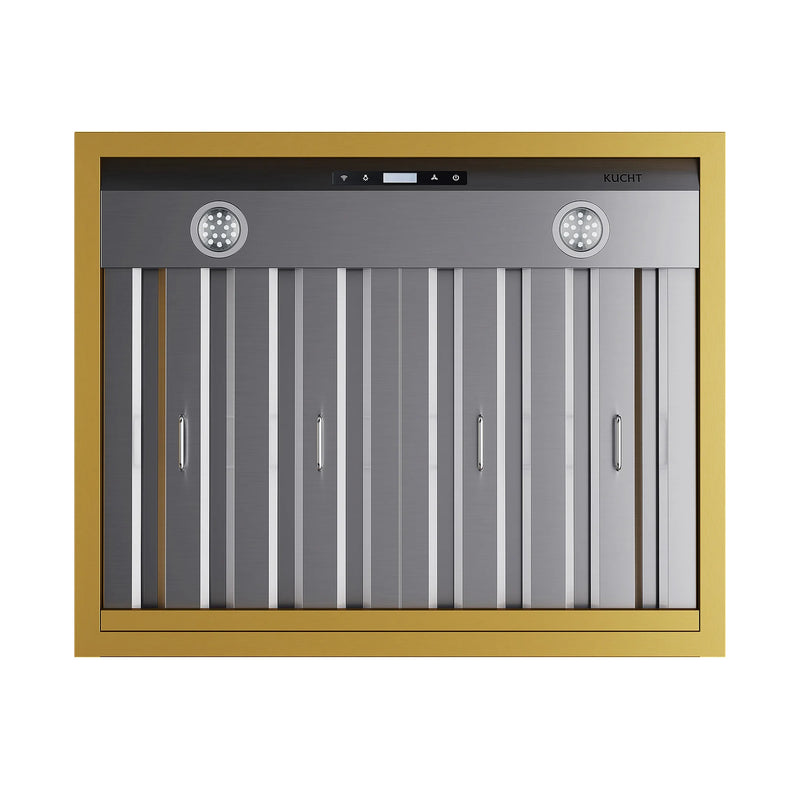 Kucht Professional 30" 600 CFM Wall Mount Range Hood in Stainless Steel with Gold Accents, KRH30SG