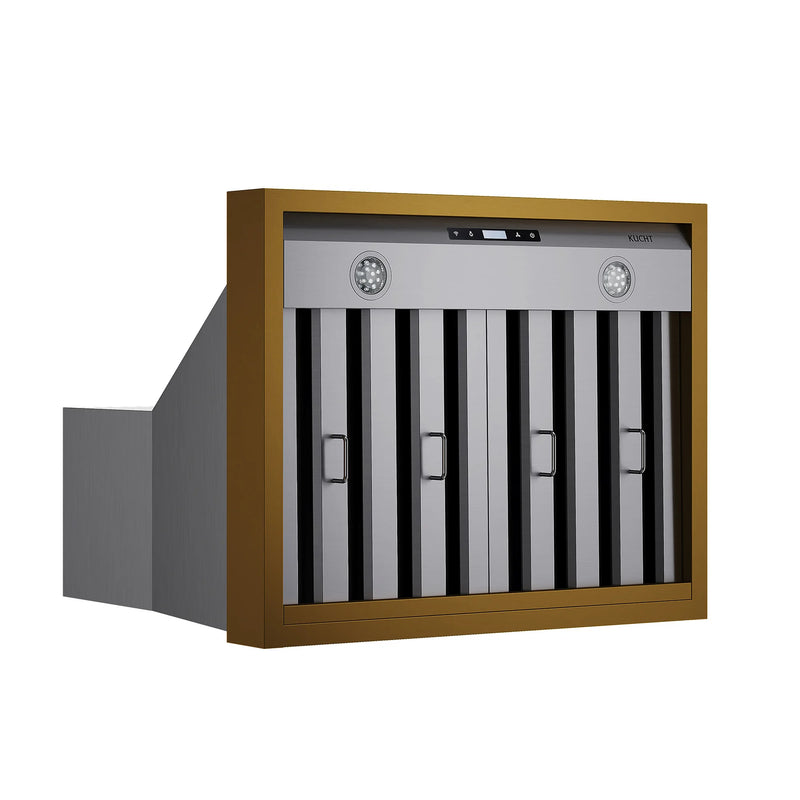 Kucht Professional 30" 600 CFM Wall Mount Range Hood in Stainless Steel with Gold Accents, KRH30SG