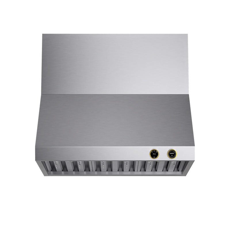 Kucht Professional 36" 900 CFM Wall Mount Range Hood in Stainless Steel with Gold Accents, Digital Controls, KRH360-GL-C